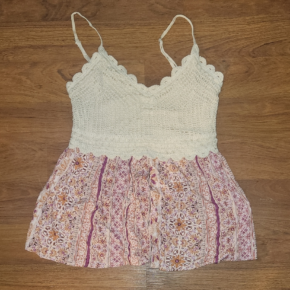 Maurices Cream and Pink Lace Camisole